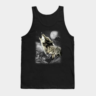 Howling Wolves in full moon Tank Top